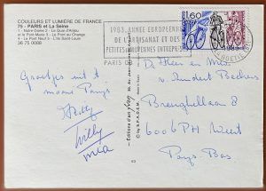 Ansichtkaart Parijs 1983 achterzijde