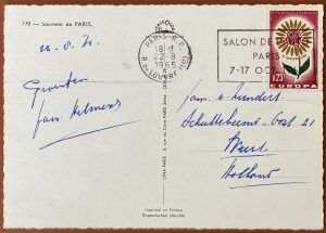 Ansichtkaart Parijs 1965 achterzijde