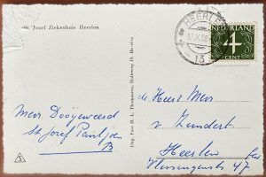 Ansichtkaart Heerlen 1958 achterzijde