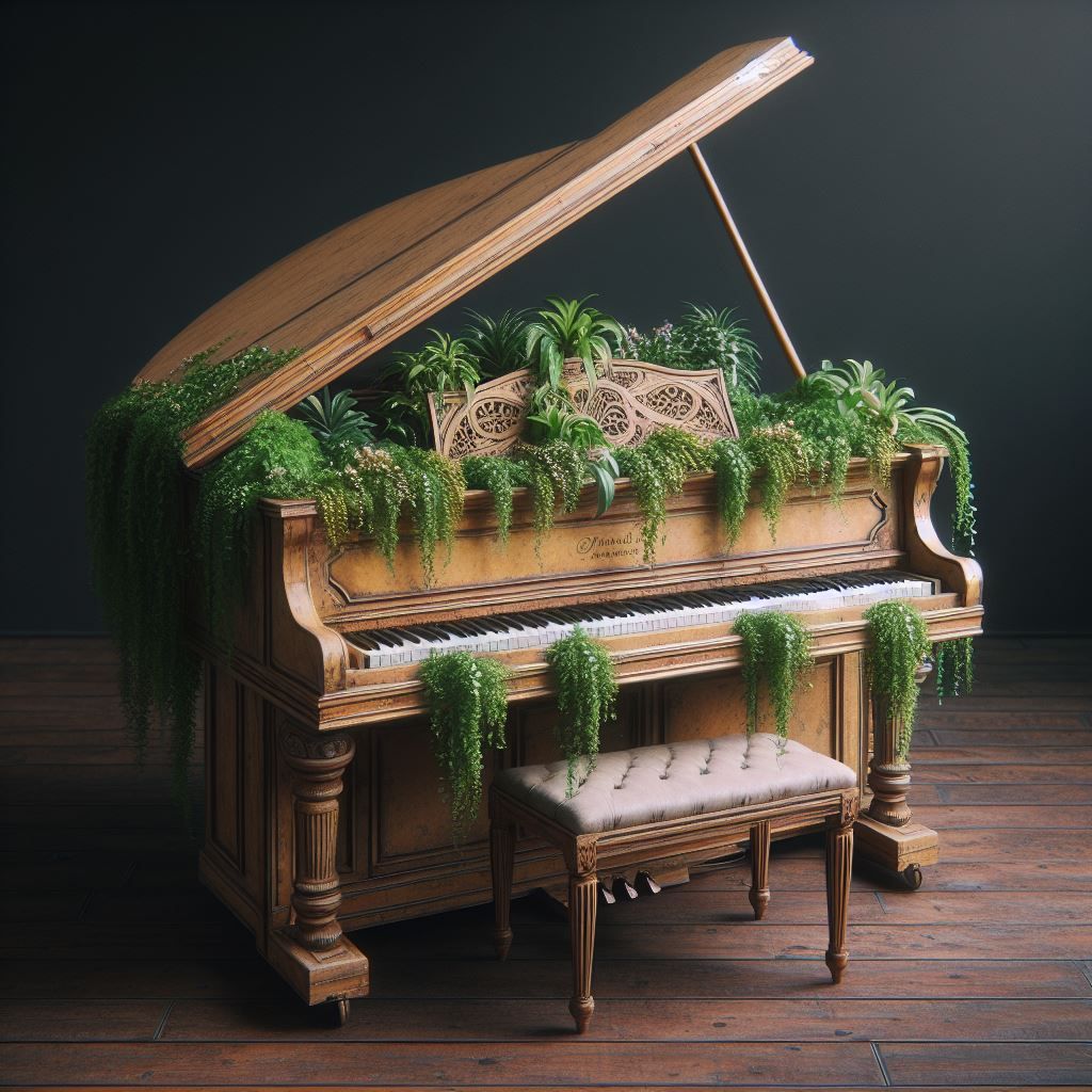 oude piano als bloembak - Malle Peer blog