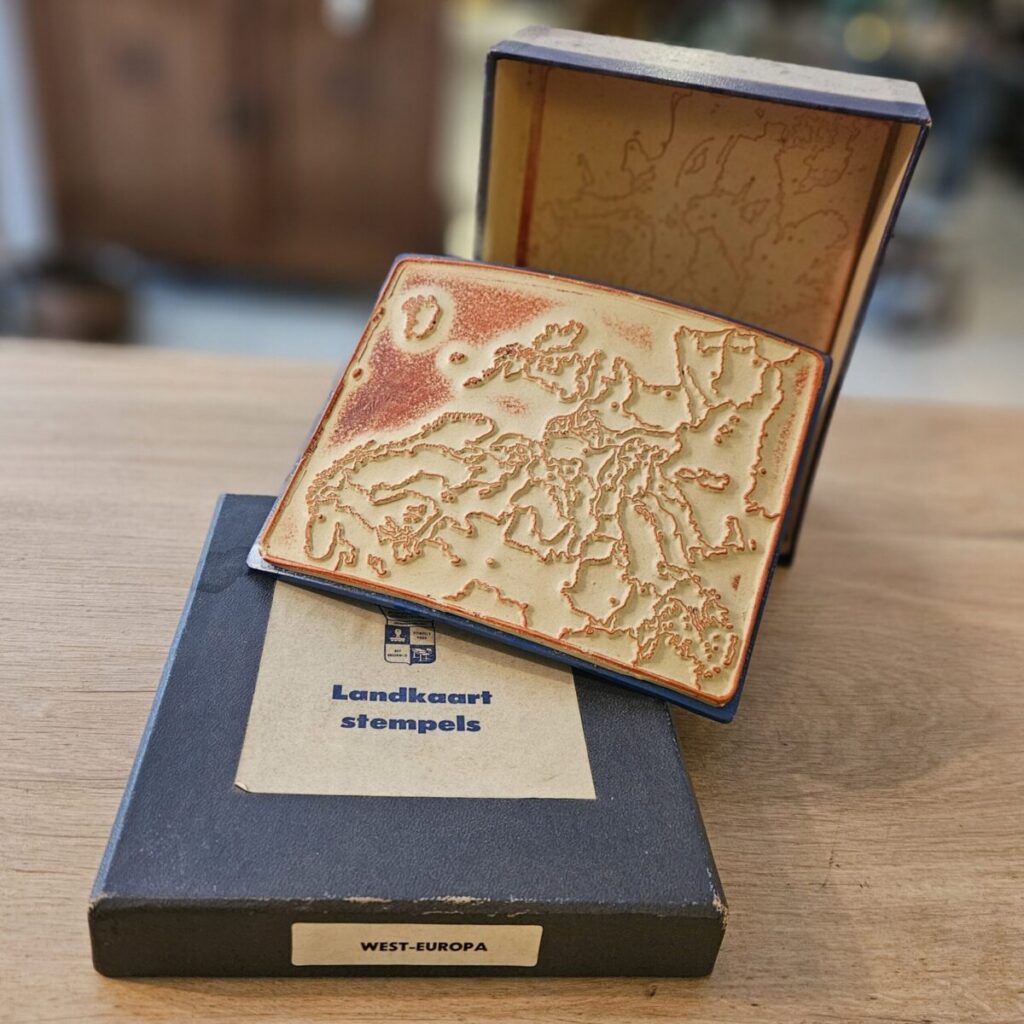 vintage aardrijkskundestempel van West-Europa bovenaanzicht